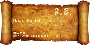 Haar Borbála névjegykártya